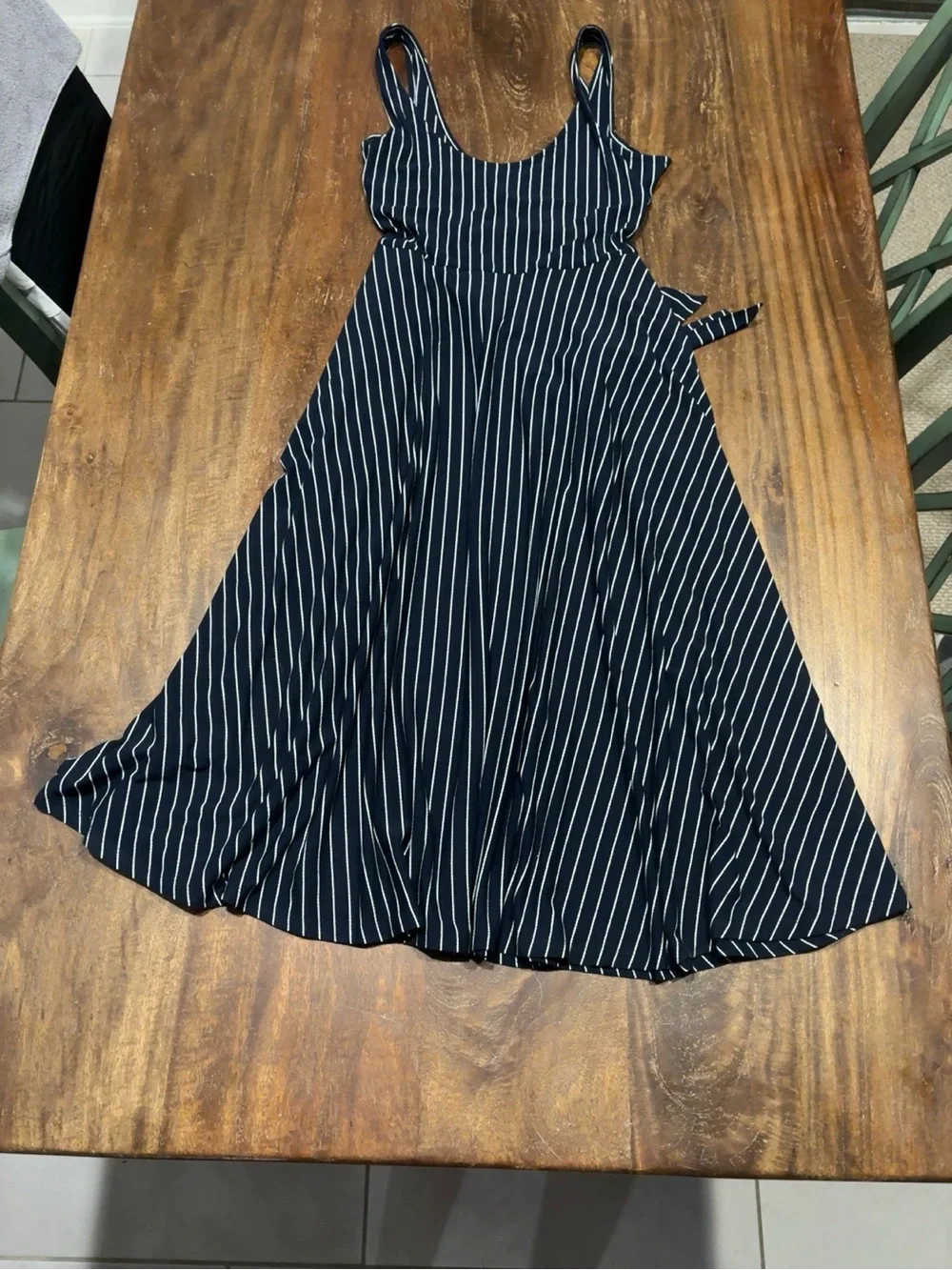 Banana Republic Navy Striped Belted Maxi Dress Size Large
